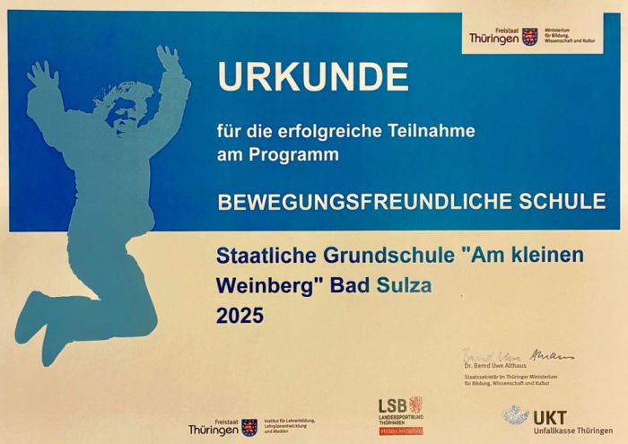 Urkunde Bewegungsfreundliche Schule